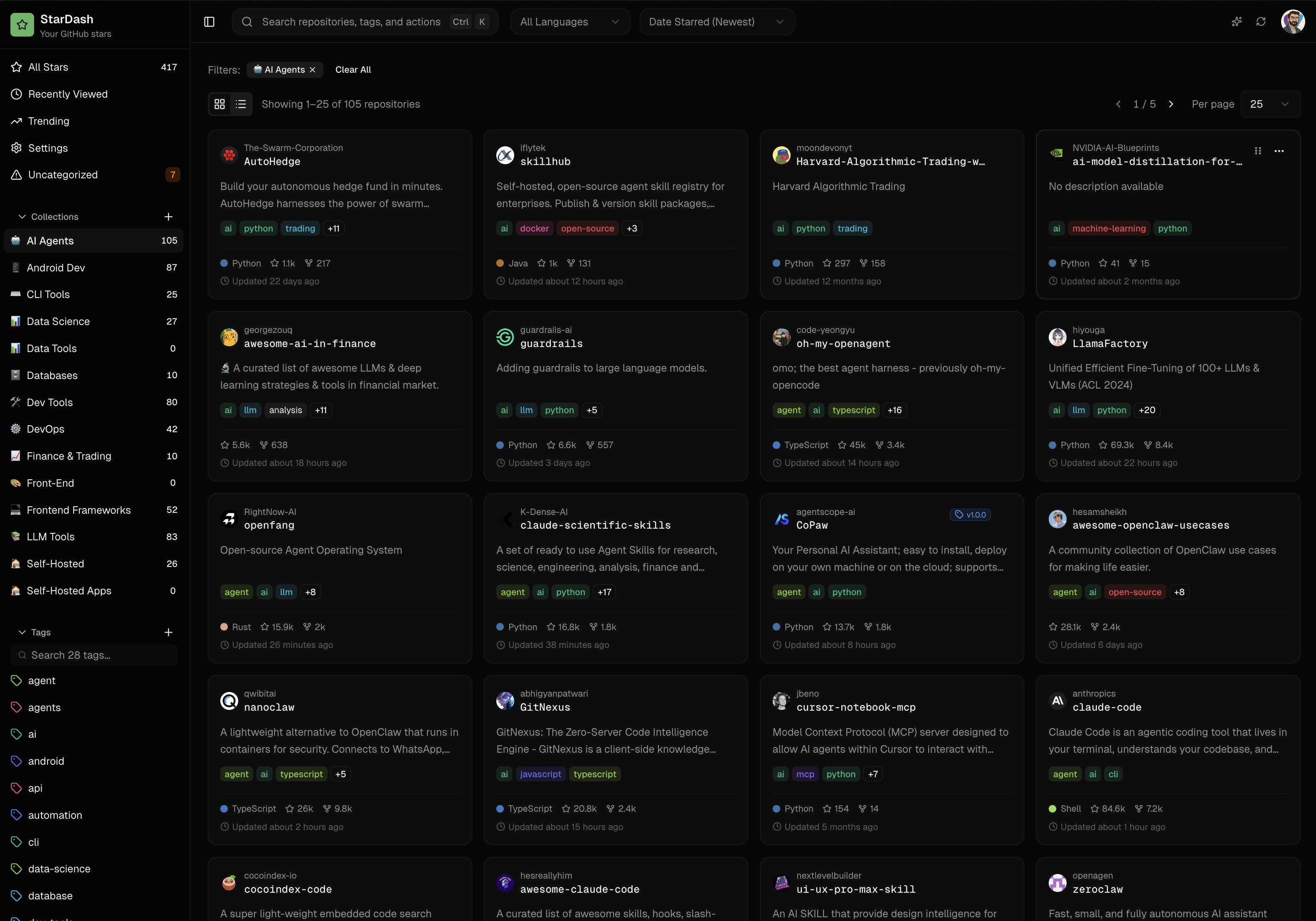 StarDash dashboard preview